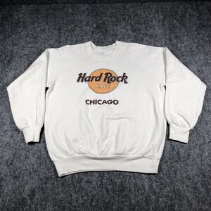 Vintage Hard‎ Rock Cafe Sweatshirt Men's XL White Chicago Crewneck Anvil USA 90s